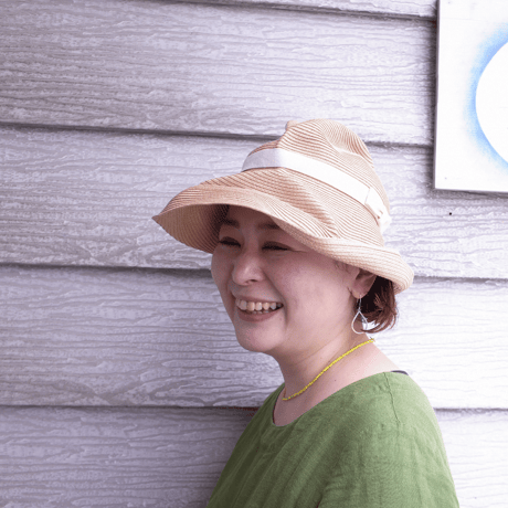 mature ha. BOXED HAT 11cm brim plain tape（natural ×ivory）paper