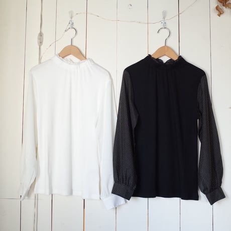 Porter des boutons コットンシルクスリーブプルオーバー