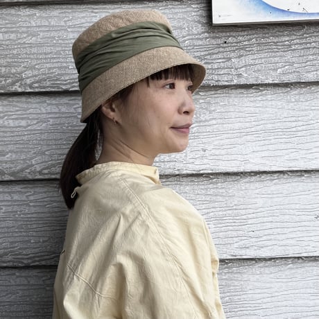 mature ha. ジュートドレープハット（ショート）カラー：オリーブ