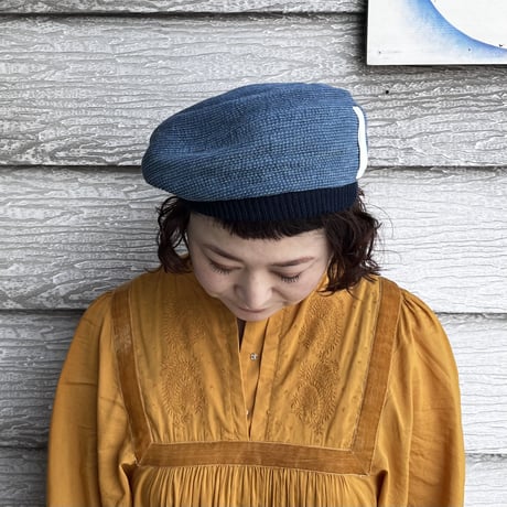 mature ha. デニムベレー paper linen braid denim beret