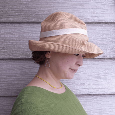 mature ha. BOXED HAT 11cm brim plain tape（natural ×ivory）paper