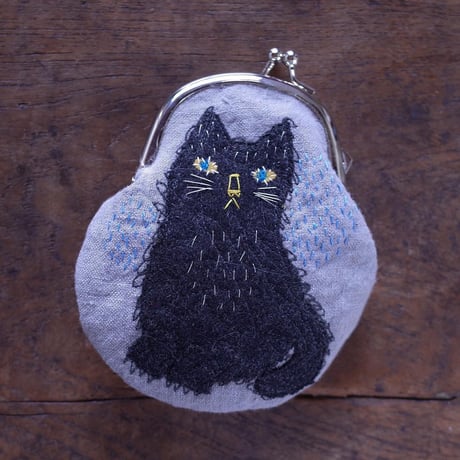 hiki  黒猫gamakuchi（カラー：グレー）