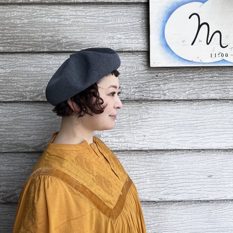 mature ha. シルクベレー beret top gather big silk（カラー：グレー）