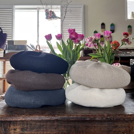mature ha. シルクベレー beret top gather big silk（カラー：グレー）