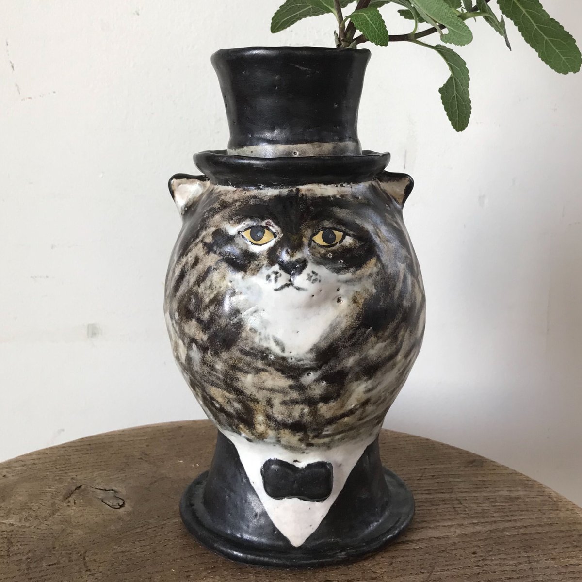 松浦唱子さん　いたずら猫　花器　フラワーベース　カトラリースタンド 松浦 唱子 ねこ花器 | moln