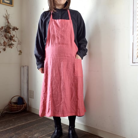 エプロンchef type（ピンク・リネン薄手）