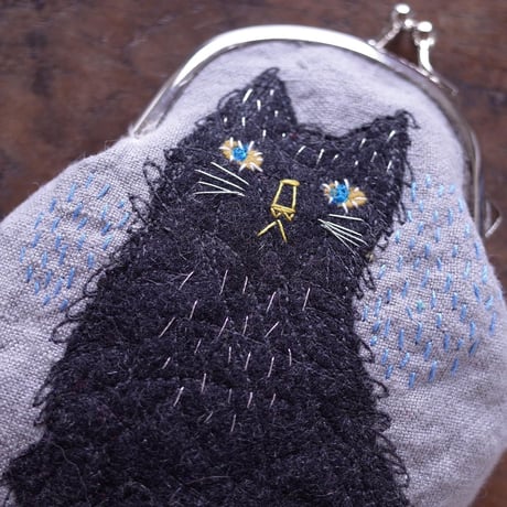 hiki  黒猫gamakuchi（カラー：グレー）