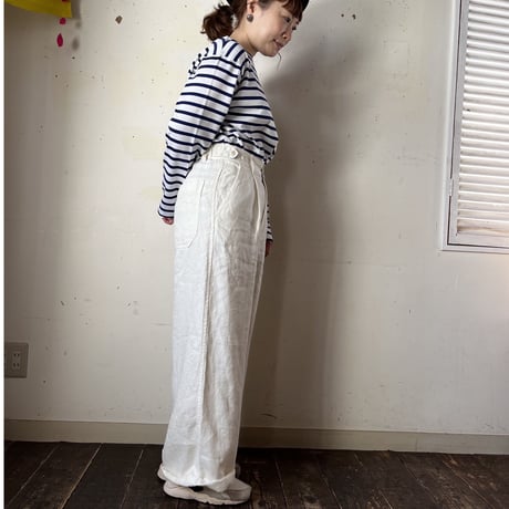 Porter des boutons リネンデニムパンツ（カラー：アイボリー）