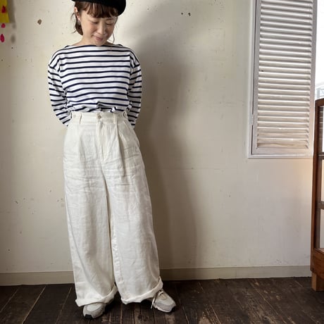 Porter des boutons リネンデニムパンツ（カラー：アイボリー）