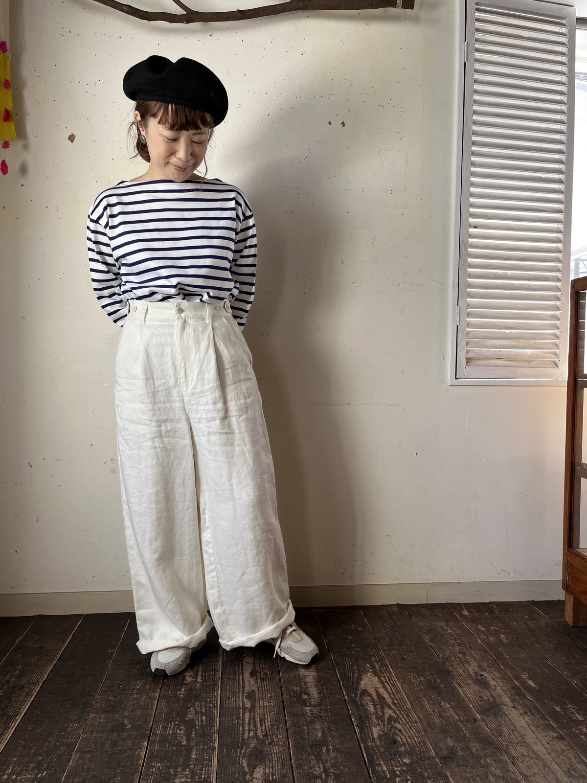Porter des boutons リネンデニムパンツ（カラー：アイボリー） | moln