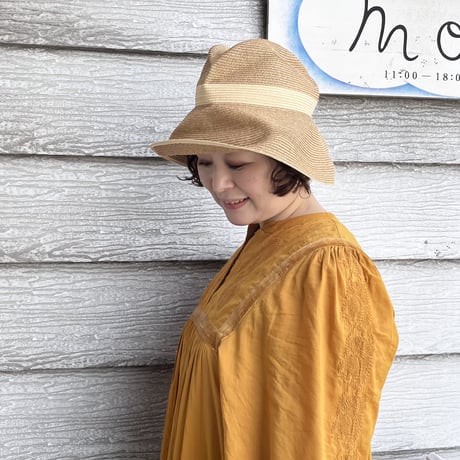 mature ha.  BOXED HAT 11cm brim switch color line wide （ivory）paper