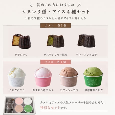 はじめての方におすすめ！カヌレ3個とアイス４個
