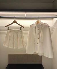 wool pleats short skirt【white】