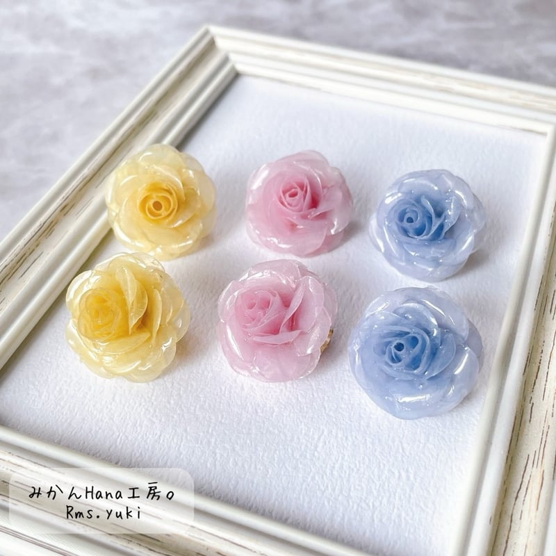 yk004】ローズシリーズ クリアカラーイヤリング・ピアス