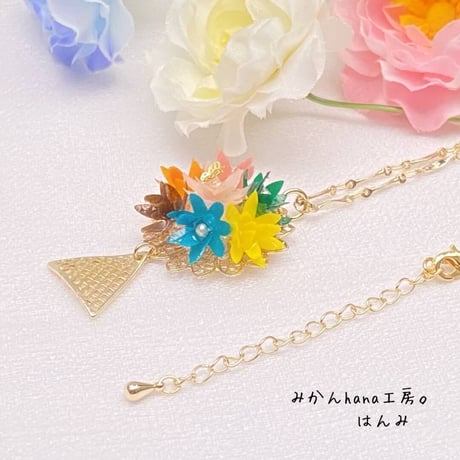 【hm401】小さな七色の花束のネックレス【美乃花】