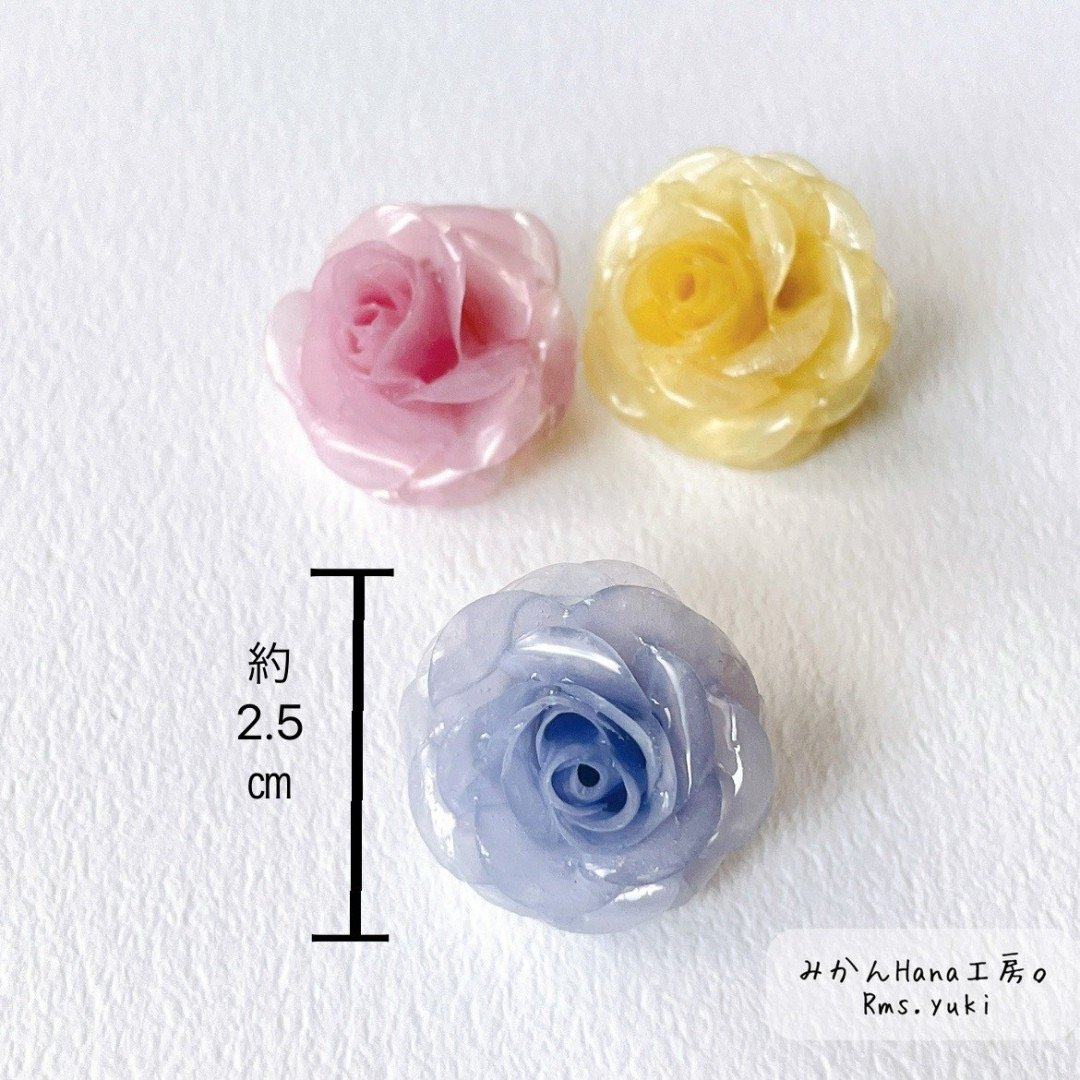 ペイントビーズ♡樹脂薔薇ビジュー　ピアス/イヤリング✩*॰¨ 030c1595c95bf3b81ebc2509431c3e