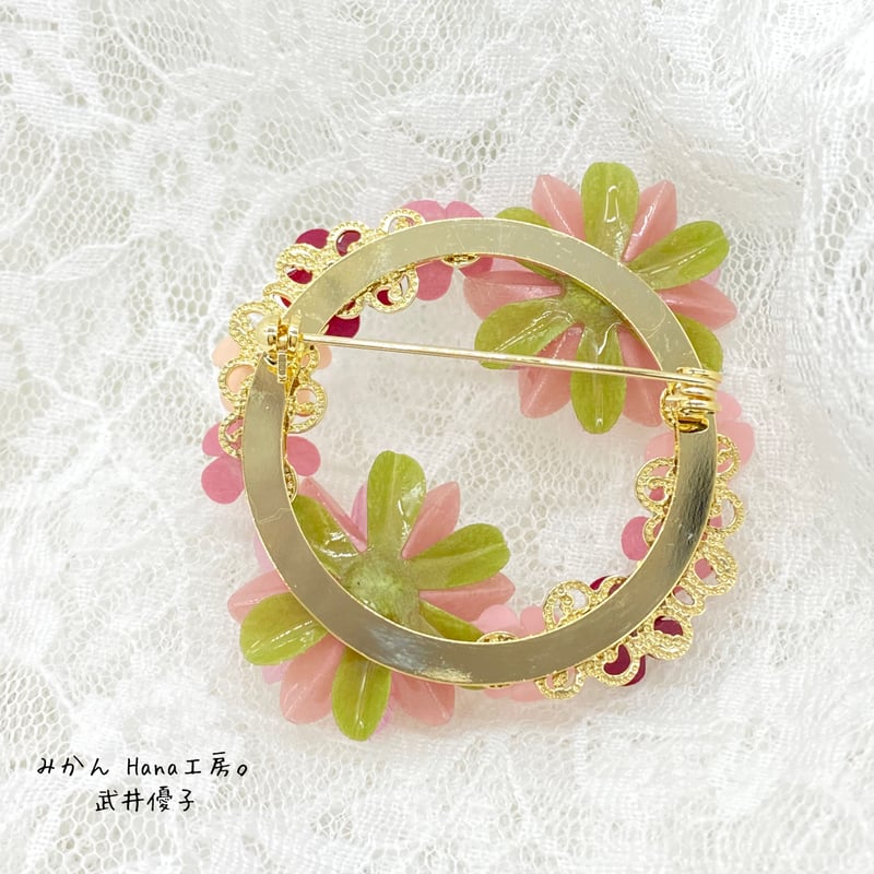 mk304】上品可愛い♡お花のサークルブローチ【パピエル mk304】上品可愛い♡お花のサークルブローチ【パピエル