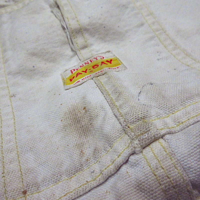ビンテージ50's○PENNEY'Sエプロン付きダブルニーオーバーオール生成り