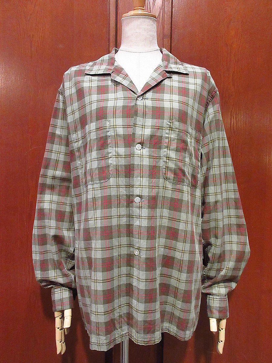 ビンテージ50's60's○PENNEY'S TOWNCRAFTチェックループカラーシャツsi