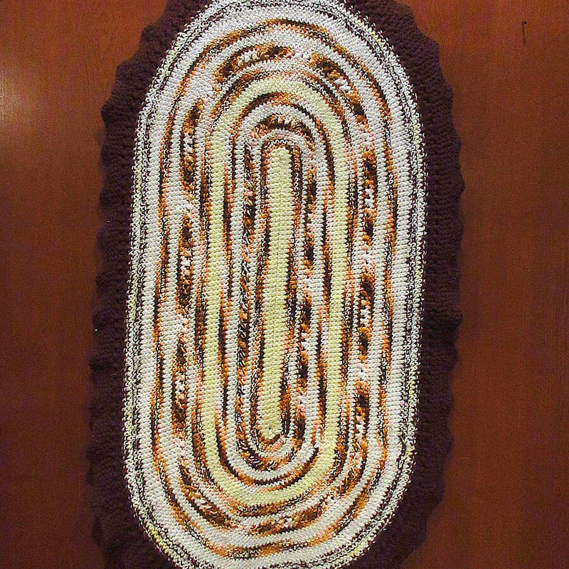 ビンテージ○かぎ針編みラグsize 約120cm×約70cm○230327k5-rug インテ