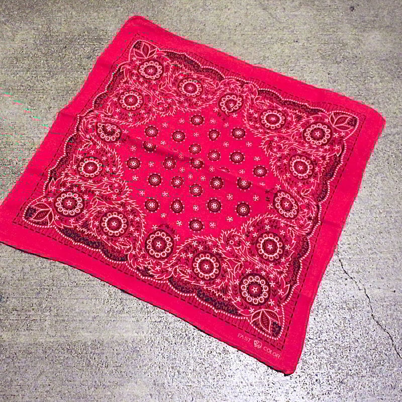 ビンテージ40's50's○FAST COLOR下鼻象マークコットンバンダナ赤