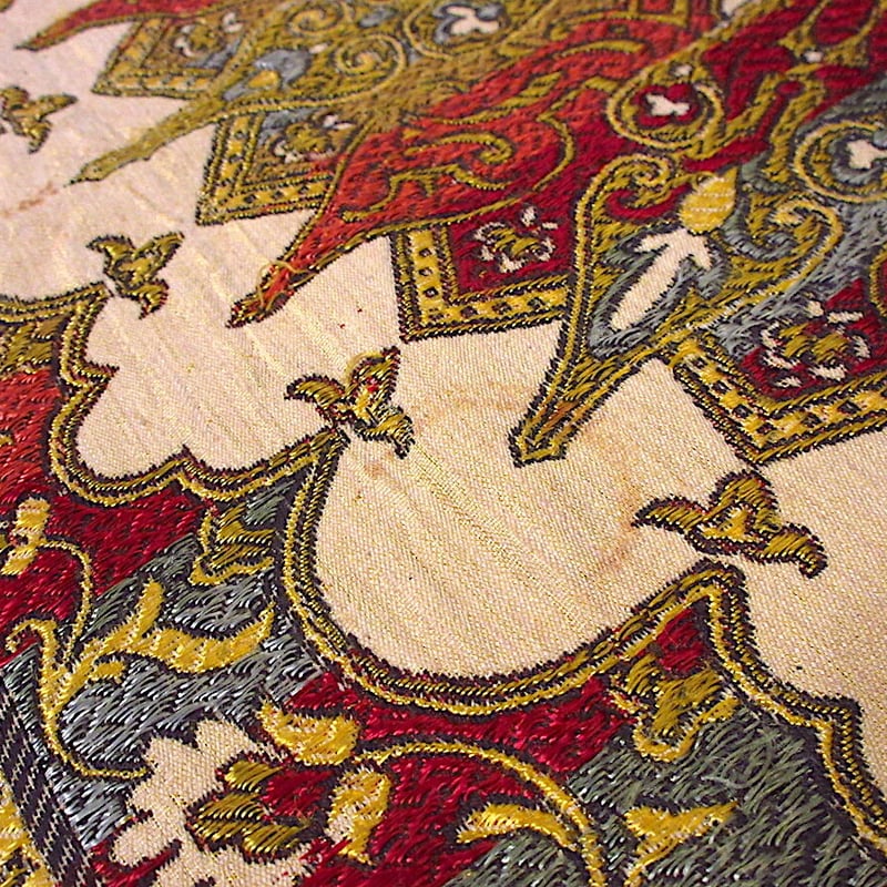 ビンテージラグ ビンテージ○オリエンタル刺繍ラグ 約129cm×約131cm○220531i8-rug