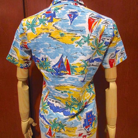ビンテージ80's●SEARSボーイズ総柄ハワイアンシャツsize M(12-14)●220529r2-k-sssh古着アロハシャツ半袖キッズ子供服