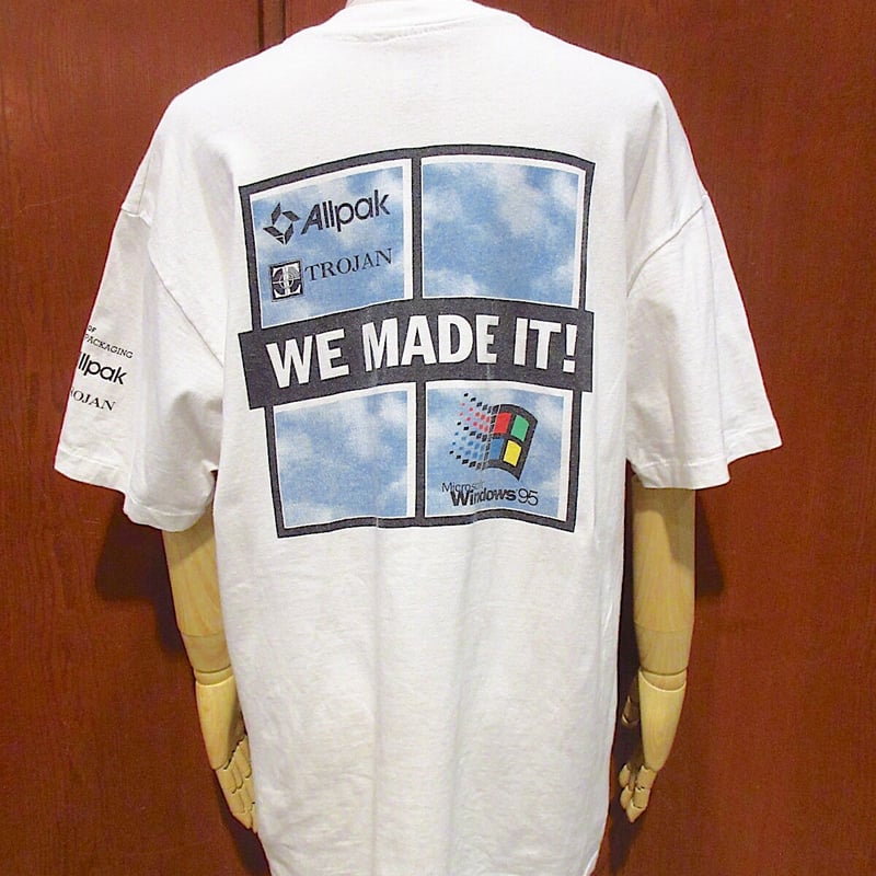 ビンテージ90's○Microsoft Windows 95両面プリントTシャツ白 ビンテージ90's○Microsoft Windows 95両面プリントTシャツ白