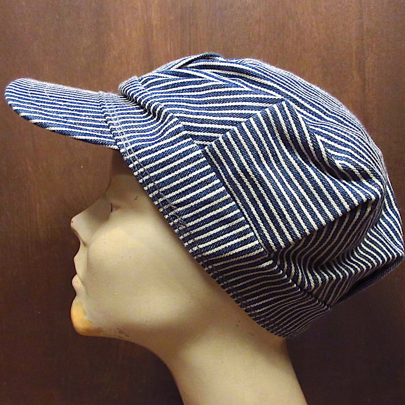 ビンテージ60's70's○ヒッコリーストライプワークキャップ紺×白 ビンテージ60's70's○ヒッコリーストライプワークキャップ紺×白