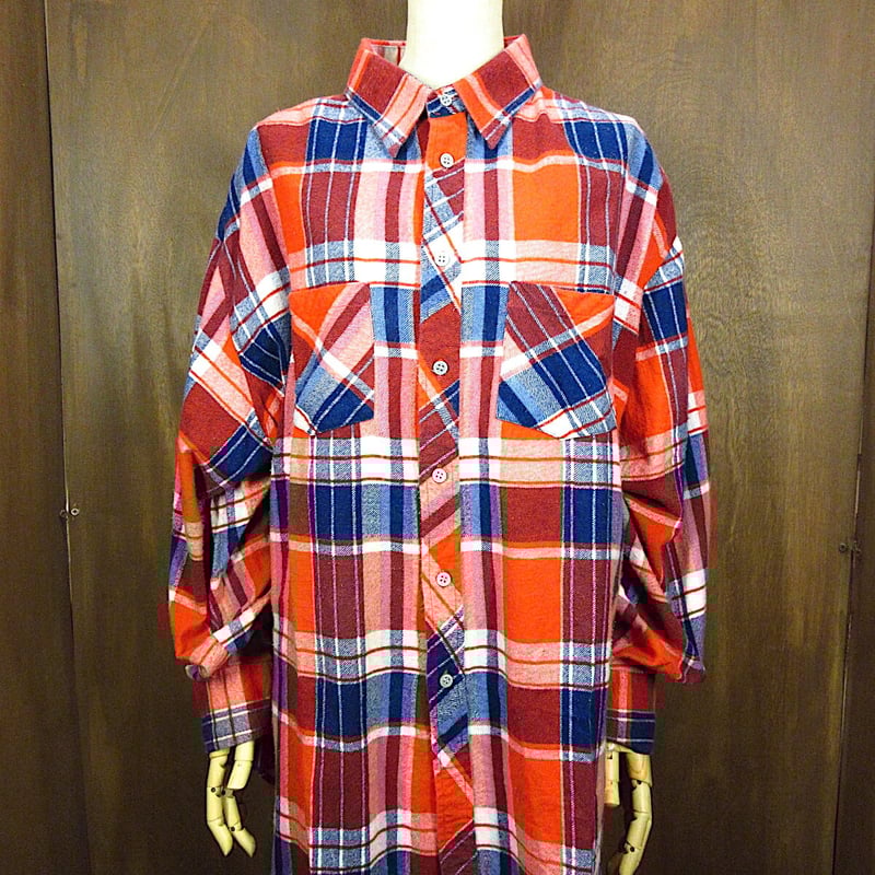 ビンテージ80's○BIG YANKチェック柄長袖プリントネルシャツsize XXL