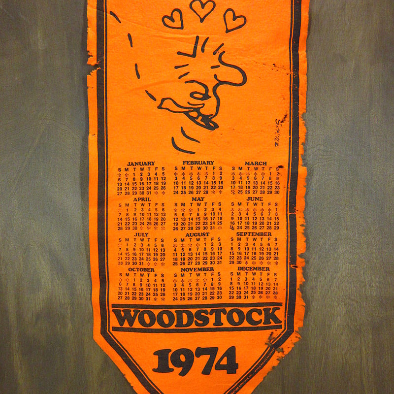 ビンテージ70's○WOODSTOCK 1974年フェルトバナーカレンダー橙 ビンテージ70's○WOODSTOCK 1974年フェルトバナーカレンダー橙