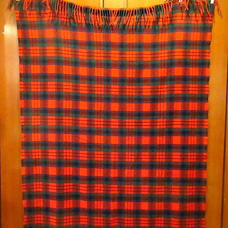 ビンテージ70's○PENDLETONタータンチェックウールブランケット赤