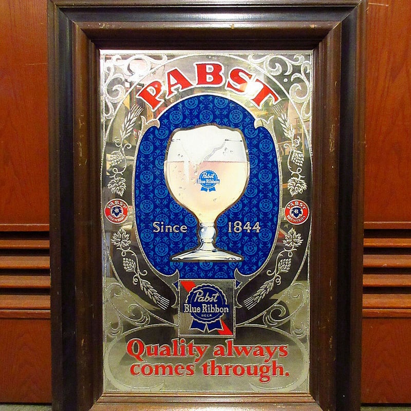 Pabst Blue Ribbon パブミラー 鏡 ビンテージ 壁掛け ビール