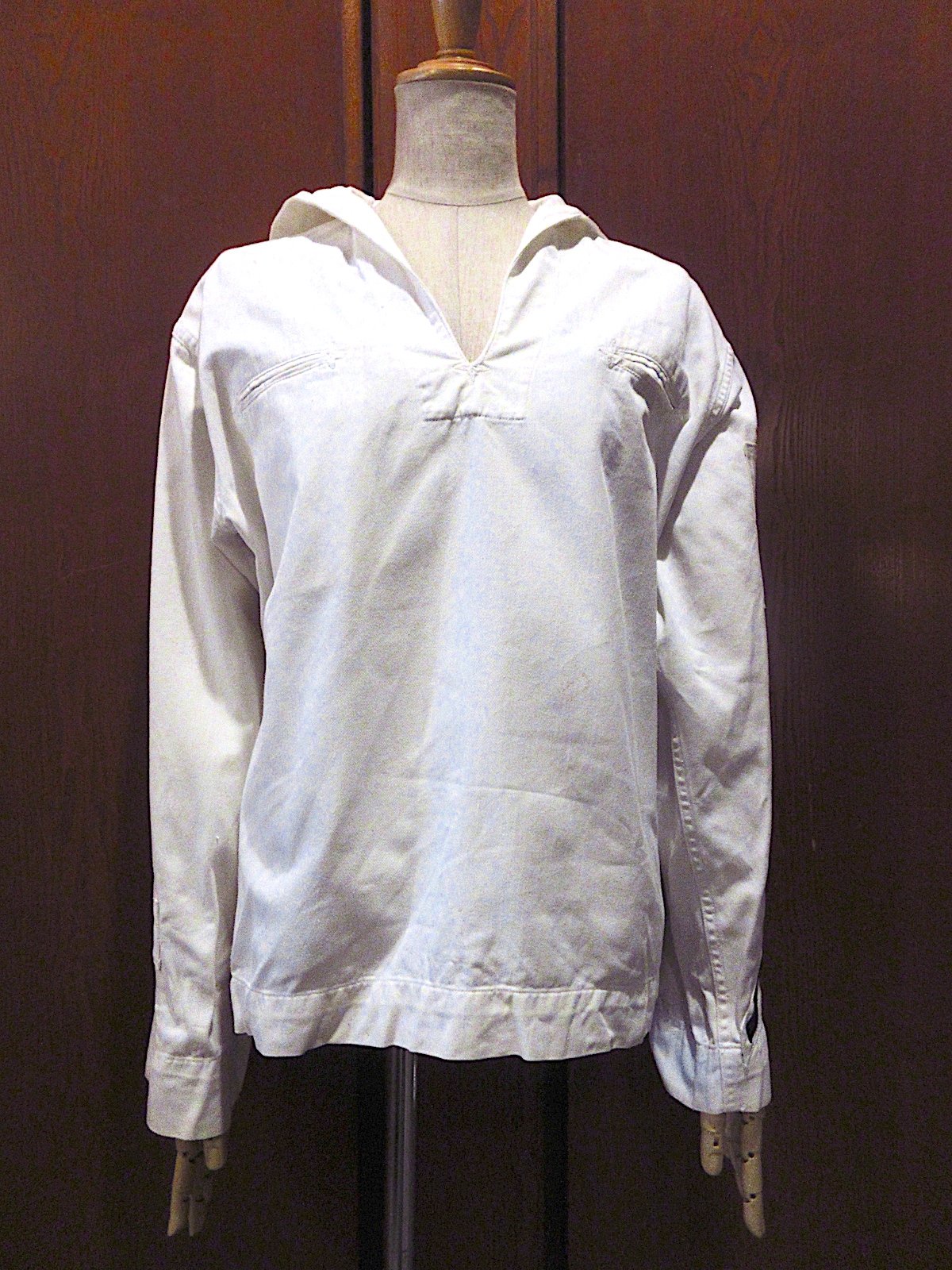 ビンテージ40's○U.S.NAVYコットンセーラーシャツ白○250524m7-m ビンテージ40's○U.S.NAVYコットンセーラーシャツ白○250524m7-m