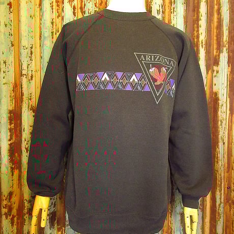 ビンテージ90’s●ARIZONAプリントラグランスウェット黒size L●240427k1-m-sws 1990sアリゾナハラペーニョ古着トレーナー