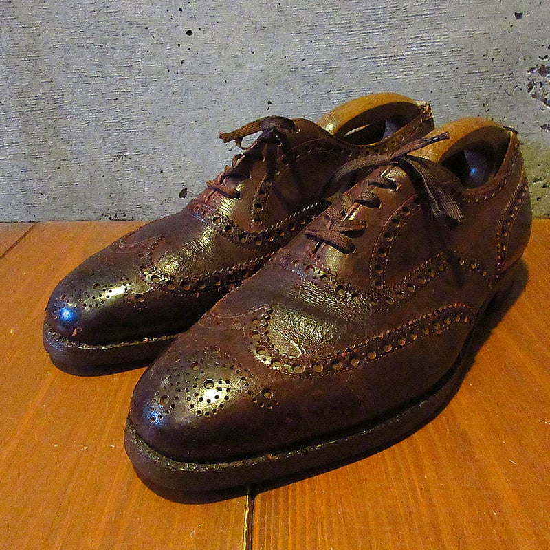 ビンテージ-70's○Church'sウイングチップシューズ赤茶○250414j4-m-dsh