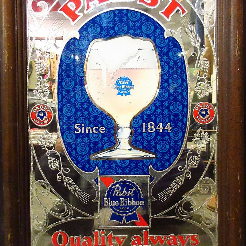 Pabst Blue Ribbon パブミラー 鏡 ビンテージ 壁掛け ビール
