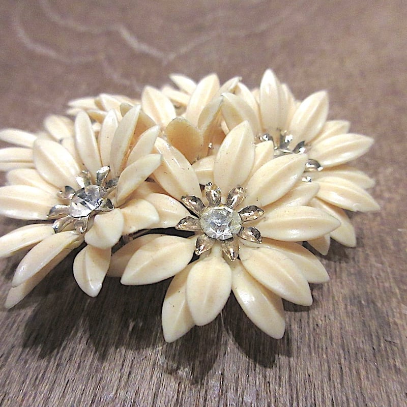 ビンテージ60's70's○フラワーブローチ○251124z8-brc花レトロ