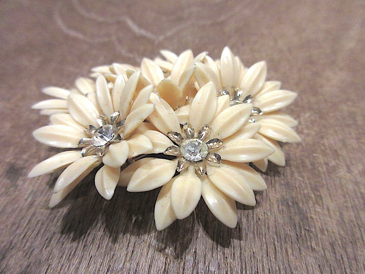ビンテージ60's70's○フラワーブローチ○251124z8-brc花レトロ