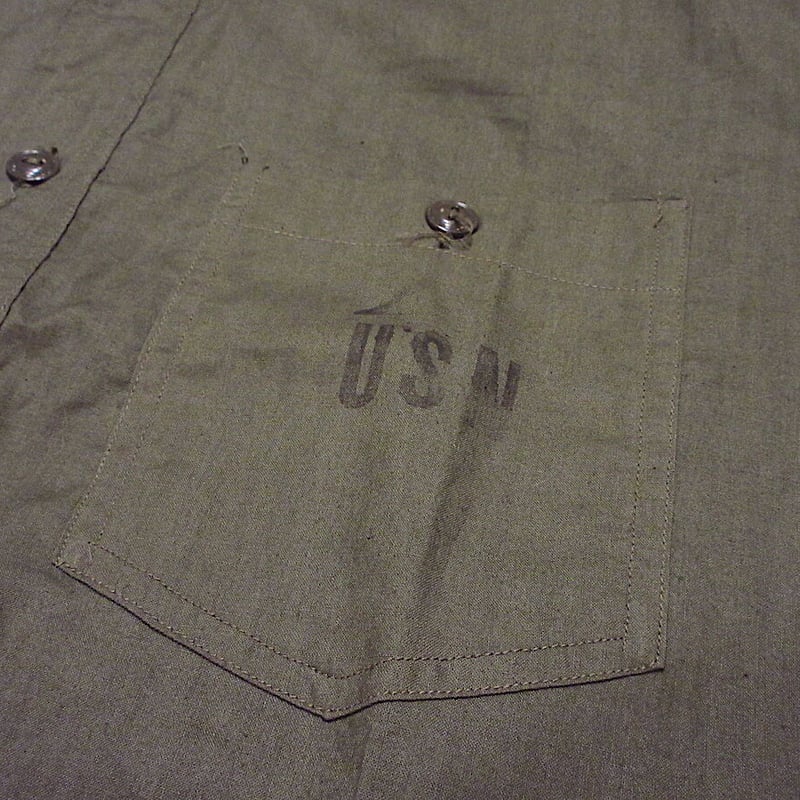 ビンテージ40's○DEADSTOCK U.S.NAVY N-3マチ付きコットンポプリン