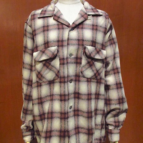 50-60s PILGRIM ワークシャツ 15-M- 151/2 USA 製 50〜60s PILGRIM wool loop collar shirt sears ピルグリム