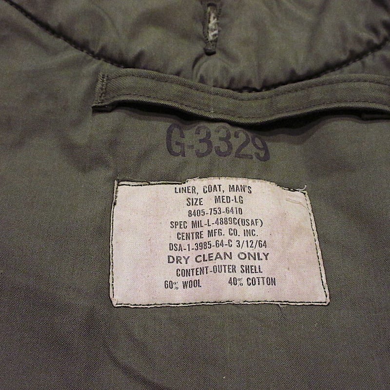 ビンテージ60's○USAFキャトルジャケット用パイルライナージャケット