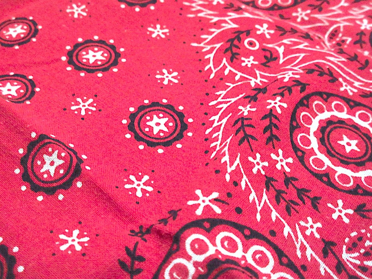 ビンテージ40's50's○FAST COLOR下鼻象マークコットンバンダナ赤