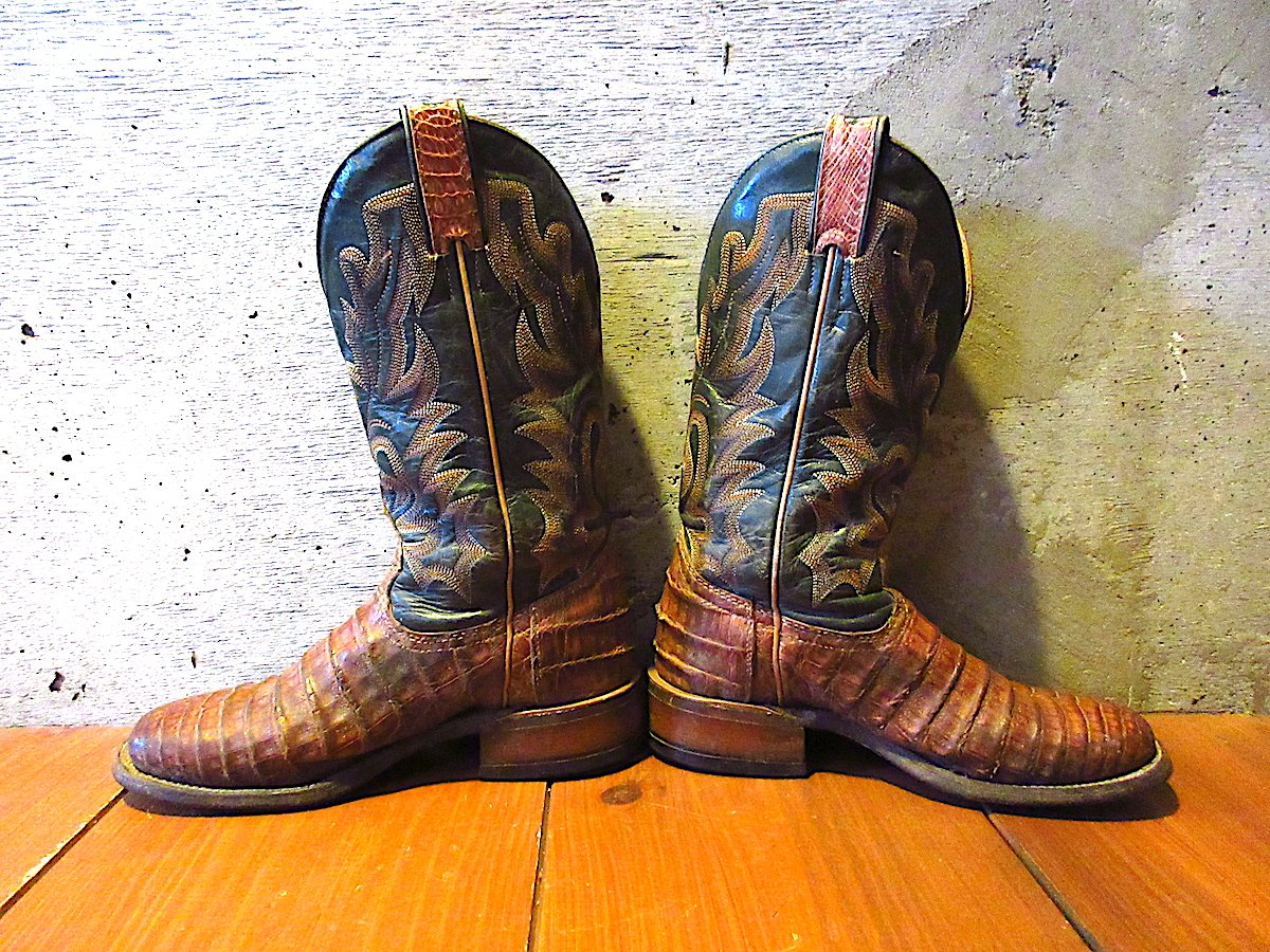 ビンテージ90's○BOULETワニ革ウエスタンブーツ茶size 5 1/2 C○260111