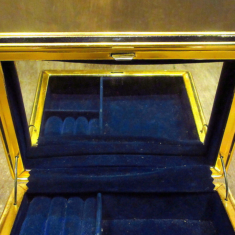 ビンテージ ○ベロアミラー付きジュエリーボックス○220926k1-bxs