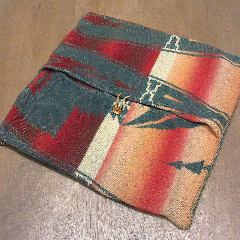 超レア　ビンテージ　ラルフ・ローレン　クッションカバー ビンテージ○Ralph Laurenネイティブ柄ウールクッションカバー