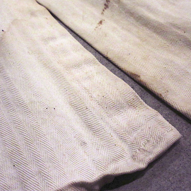 ビンテージ40's50's○Stone Cutterヘリンボーンショップコート白 ビンテージ40's50's○Stone Cutterヘリンボーンショップコート白
