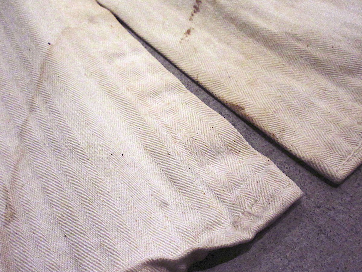 ビンテージ40's50's○Stone Cutterヘリンボーンショップコート白×青