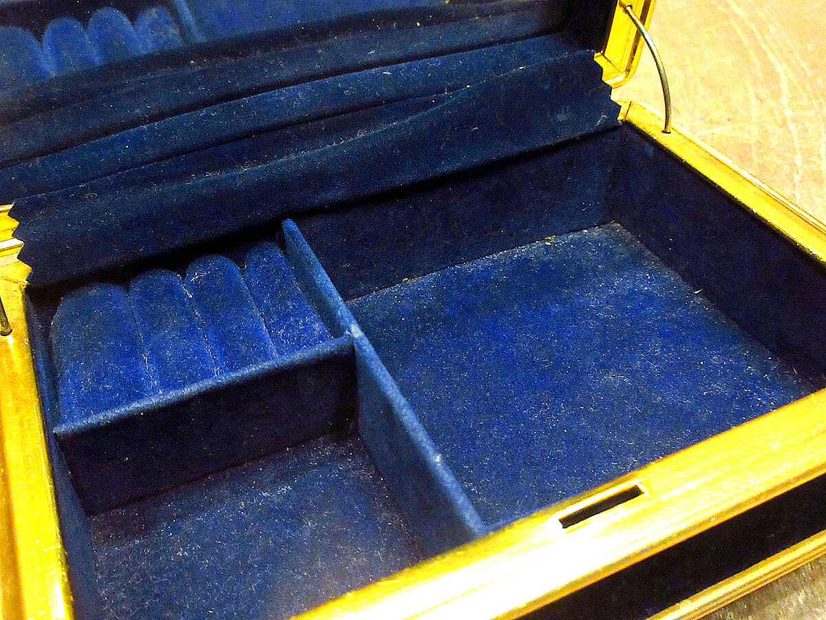 ビンテージ ○ベロアミラー付きジュエリーボックス○220926k1-bxs