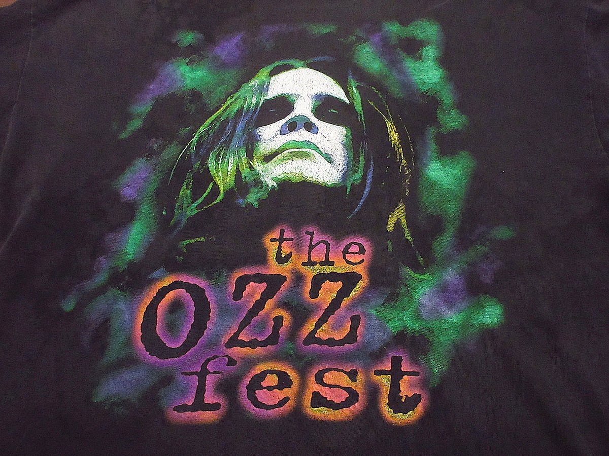 ビンテージ90's○the ozz festプリントタイダイTシャツ黒size XL